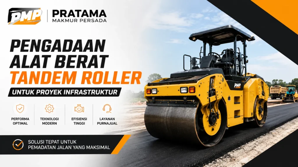 Ilustrasi pengadaan alat berat tandem roller proyek infrastruktur