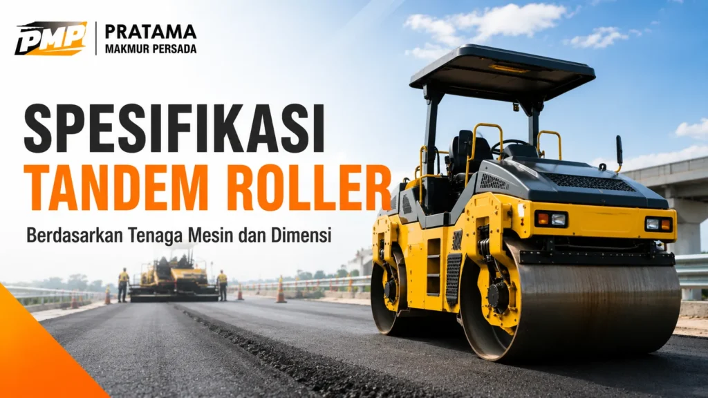 Spesifikasi tandem roller berdasarkan tenaga mesin dan dimensi untuk proyek pemadatan jalan