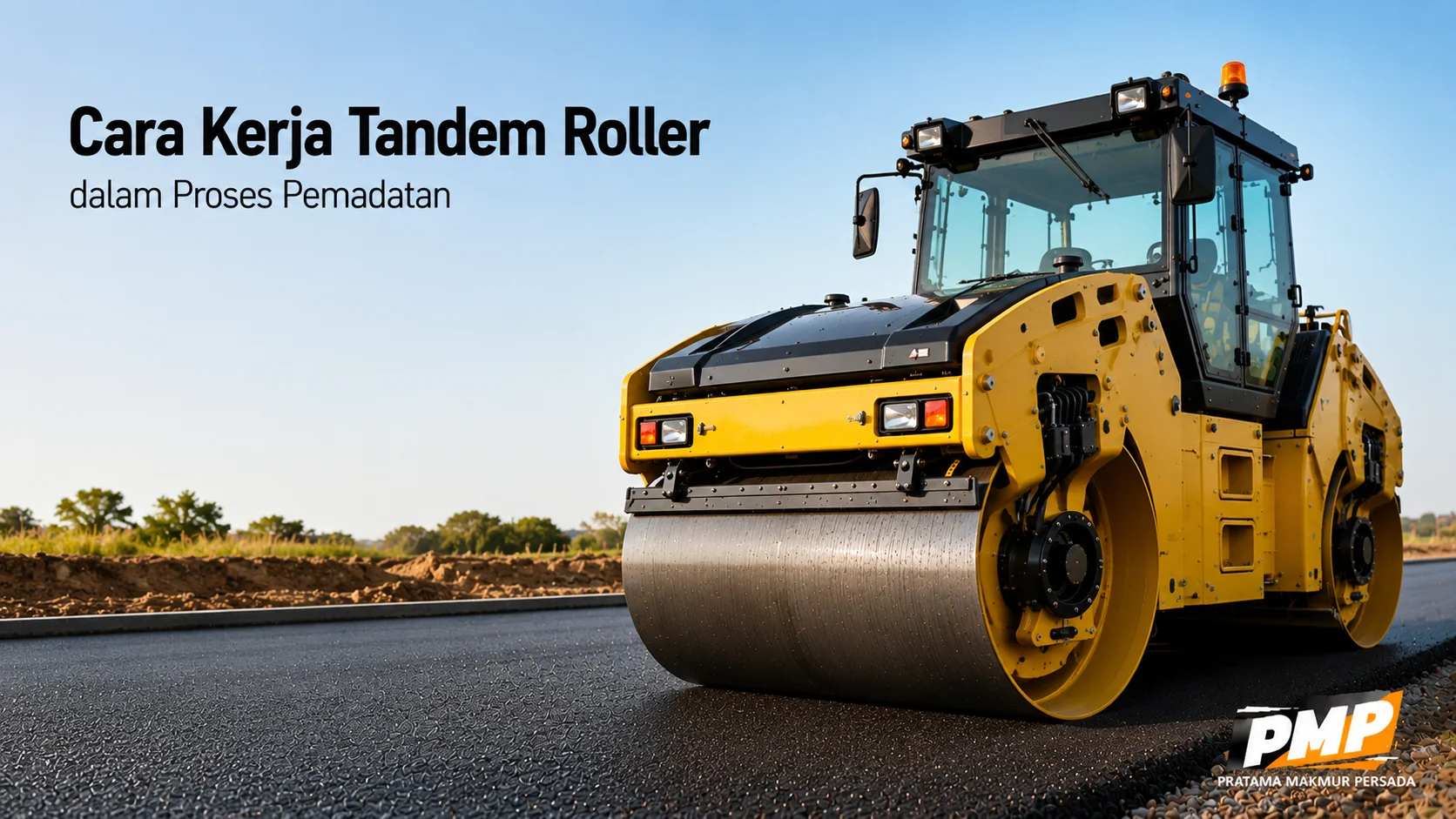 Cara kerja tandem roller dalam proses pemadatan aspal pada proyek pembangunan jalan