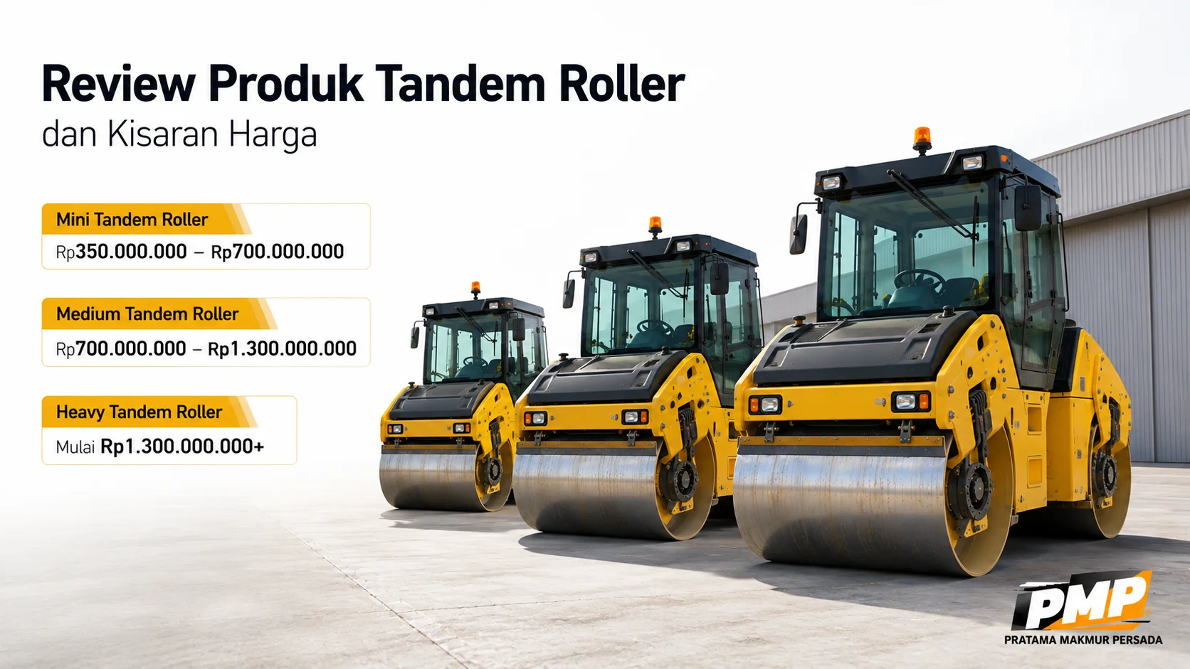 Review produk Tandem Roller Inaproc beserta kisaran harga untuk kebutuhan pengadaan pemerintah