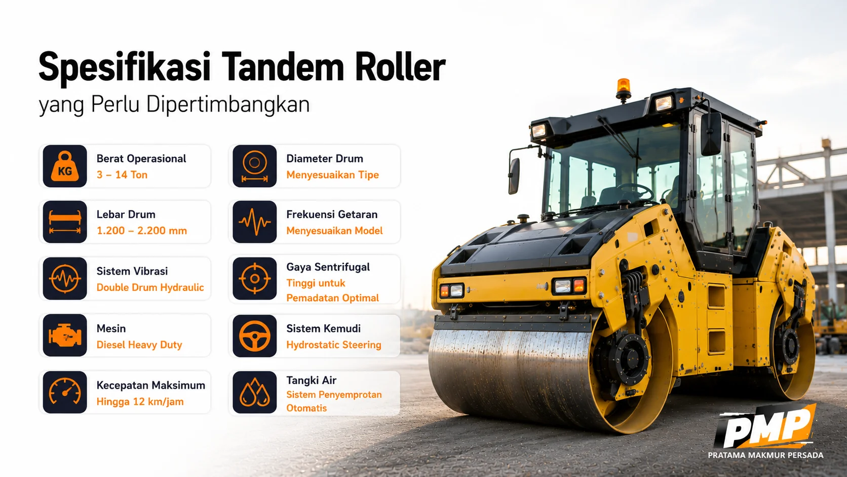 Spesifikasi tandem roller sebagai acuan pengadaan alat berat untuk proyek infrastruktur